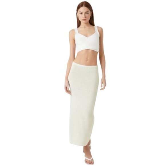 NEW Knit Sequin Midi Column Skirt in Ivory Size M Cream‎ Sweater Skirt - Picture 2 of 15